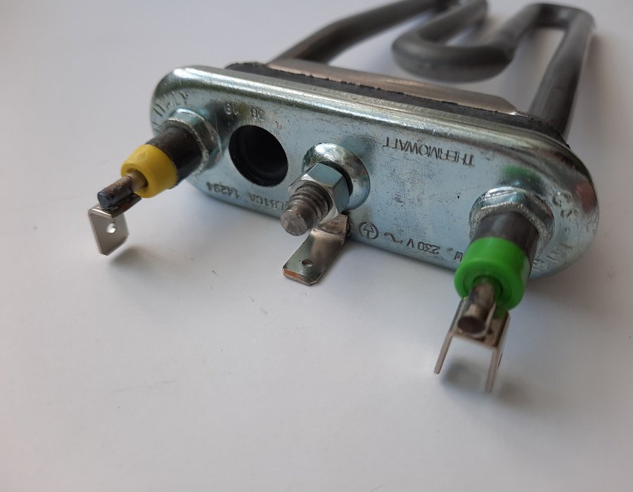 Короткий оригінальний ТЕН в упаковці 1700W Thermowatt з отвором під датчик Indesit C00087188 — фото 9