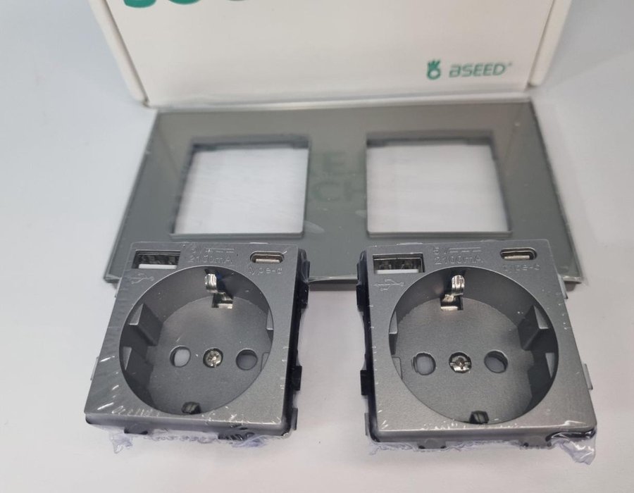 Сіра подвійна USB-розетка BSEED SWITCH&SOCKET із роз'ємом Type-C 20260106 — фото 6