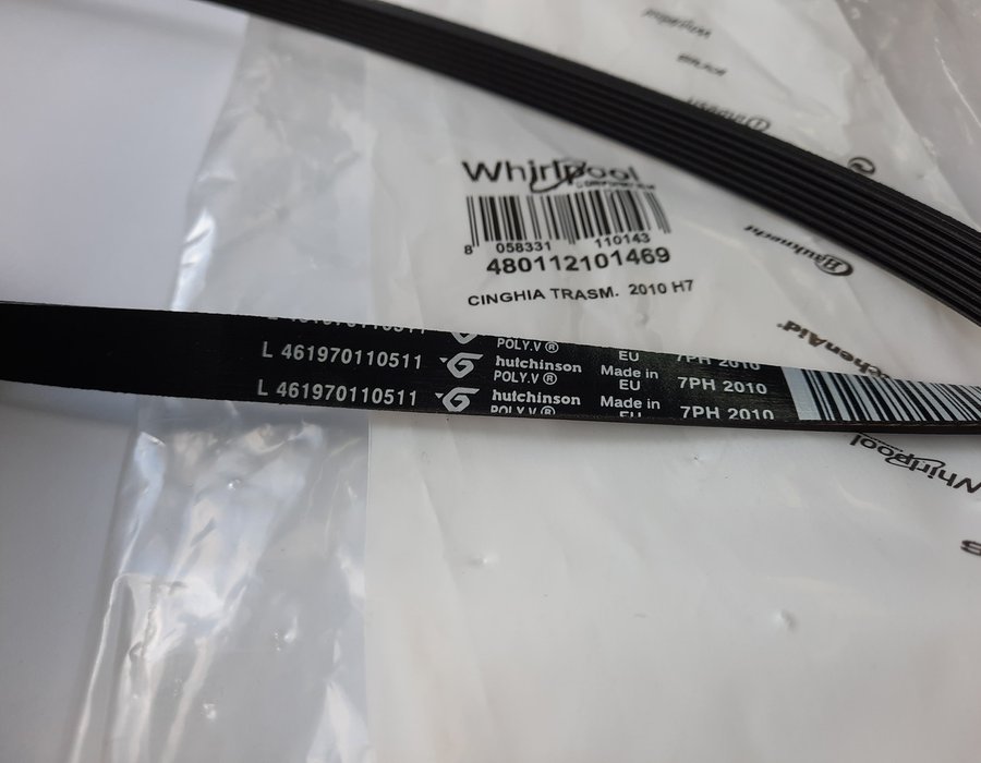 Оригінальний ремінь 2010 H7 для сушильного барабану Whirlpool серії "AZB", "DSCX", "TRKC" Hutchinson 480112101469 — фото 10