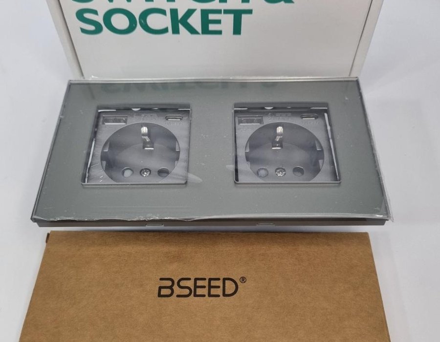 Сіра подвійна USB-розетка BSEED SWITCH&SOCKET із роз'ємом Type-C 20260106 — фото 9