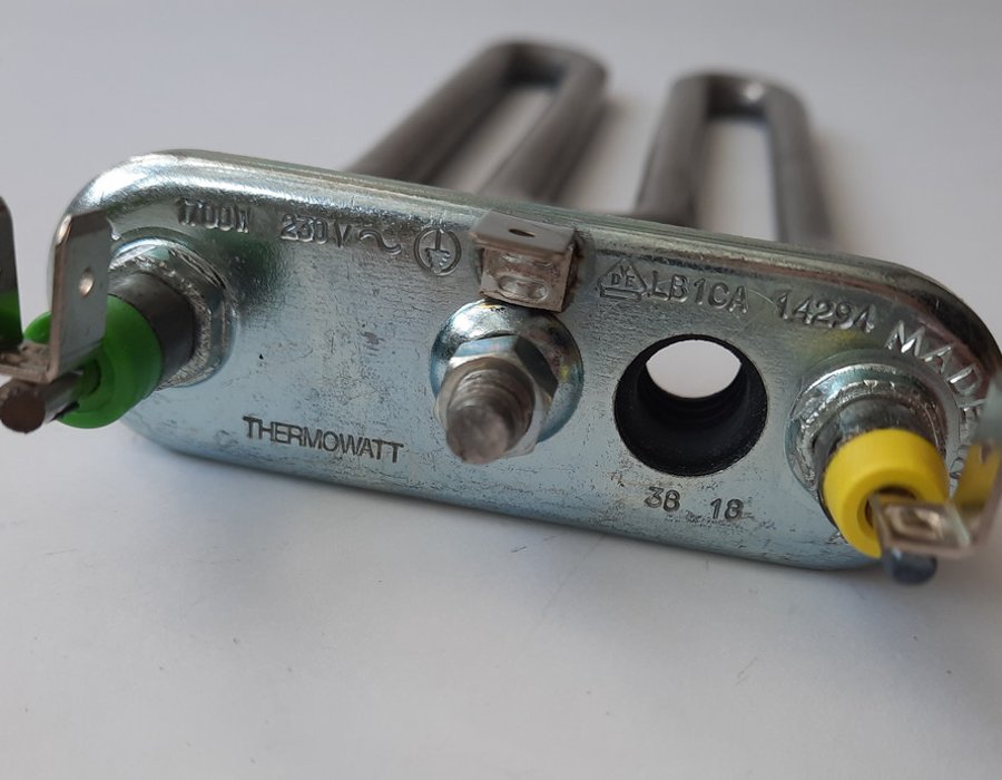 Короткий оригінальний ТЕН в упаковці 1700W Thermowatt з отвором під датчик Indesit C00087188 — фото 4