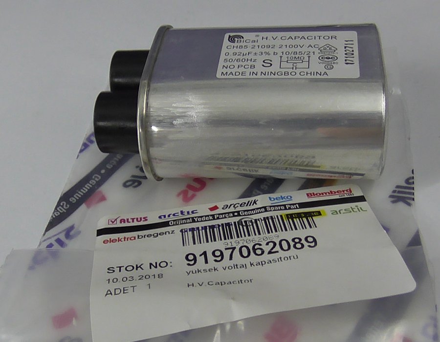 Конденсатор для мікрохвильової печі Beko H. V. Capacitor 9197062089 — фото 5