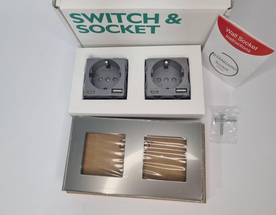 Сіра подвійна USB-розетка BSEED SWITCH&SOCKET із роз'ємом Type-C 20260106 — фото 10